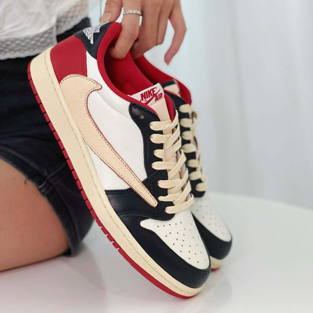 Nike Air Jordan Travis Scott Low Black/Red for unisex Top Leather Quality First Copy Shoe