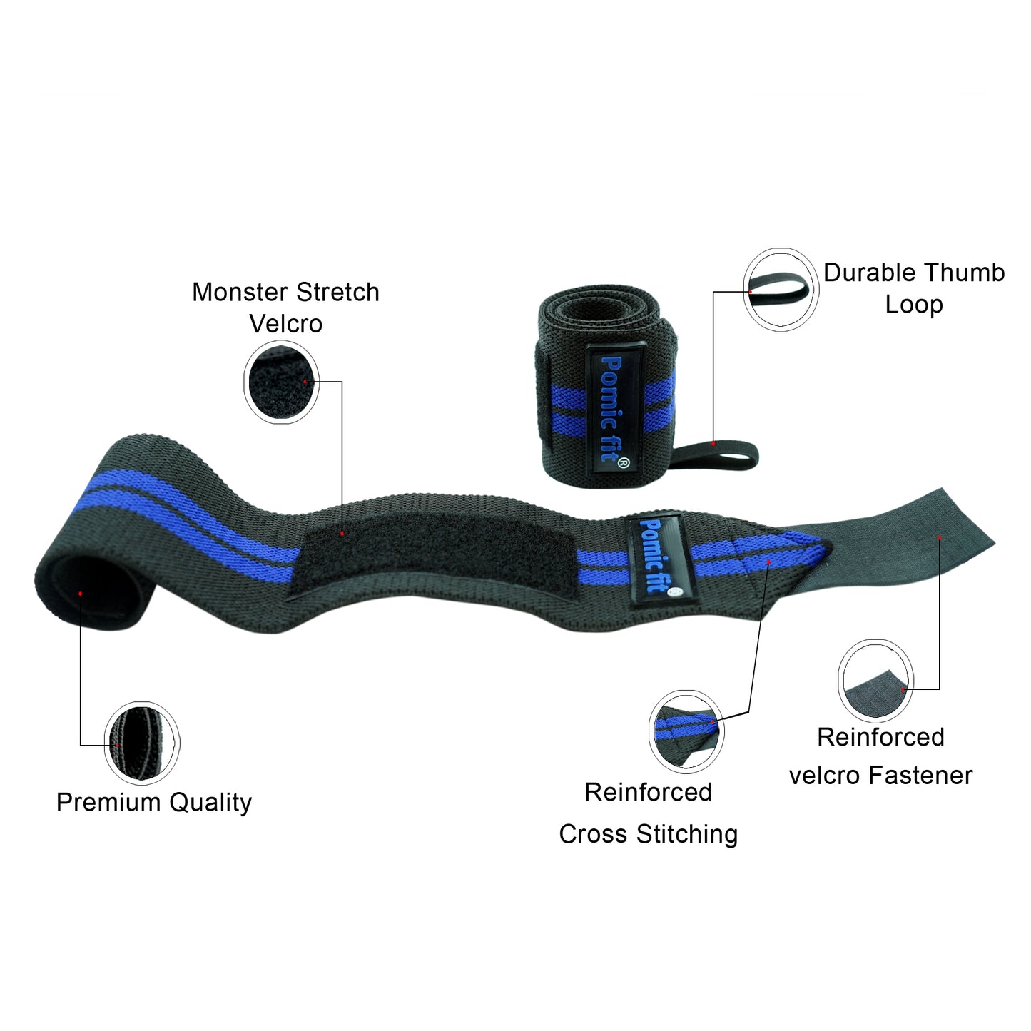 Wrist Support Gym Band Strap Black & Blue