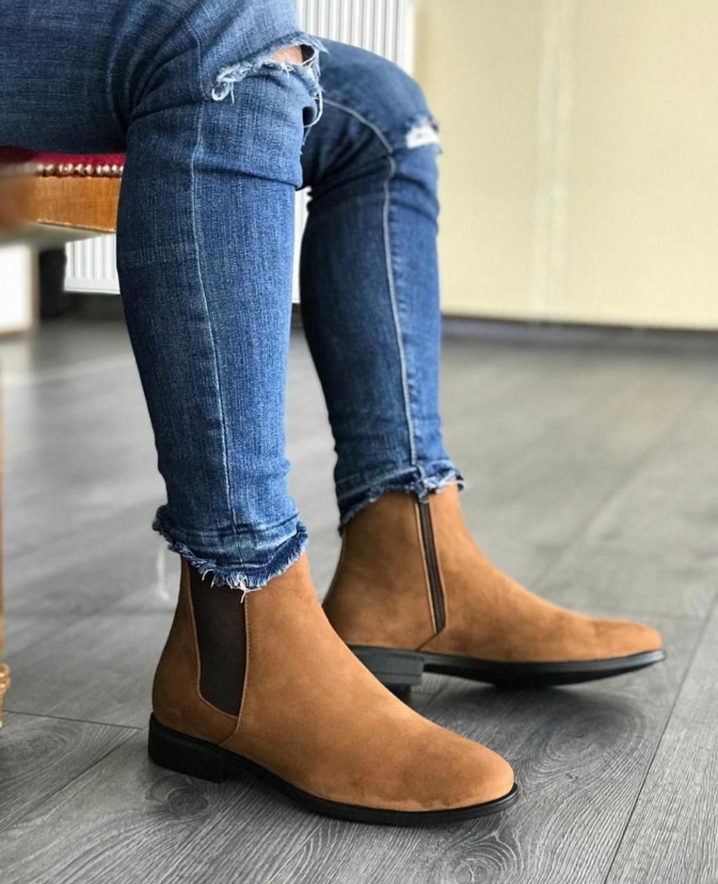 Chelsea Boots Suede Leather For Men Shoes