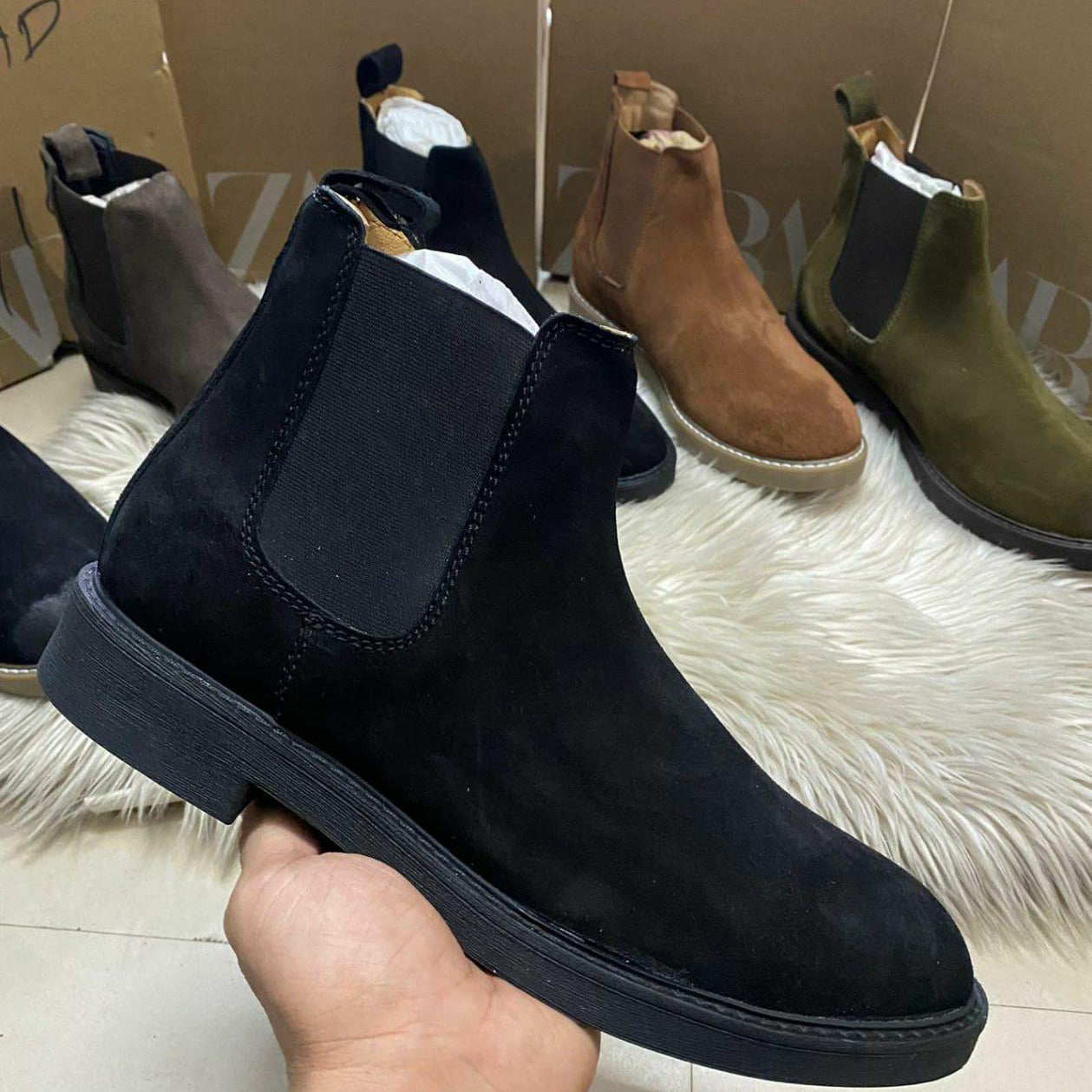 Zara Chelsea Boots Suede Leather For Men Shoes 
