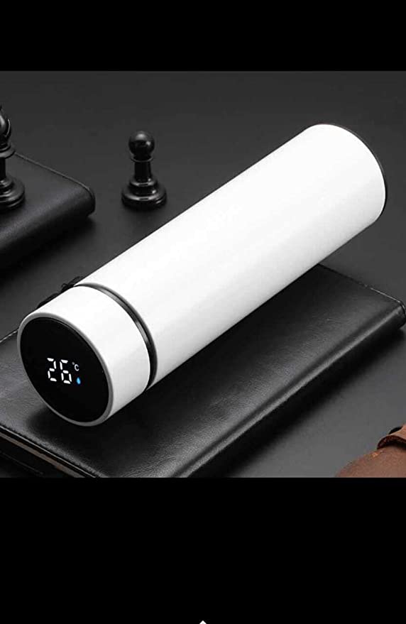 Stainless Steel Smart Vacuum Insulated Water Bottle with LED Temperature Display, Perfect for Hot and Cold Drinks (White, 500 ml)