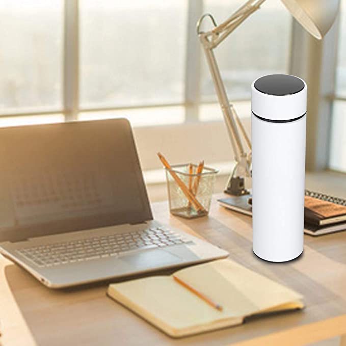 Stainless Steel Smart Vacuum Insulated Water Bottle with LED Temperature Display, Perfect for Hot and Cold Drinks (White, 500 ml)