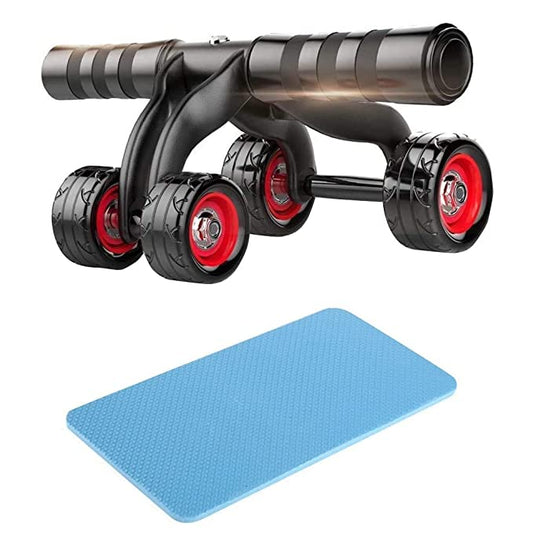 Ab Roller Wheel Ab Roller with Knee Pad Unisex 4 Wheel AB Wheel Roller Abdominal Workout Fitness Exercise Equipment For Men and Women